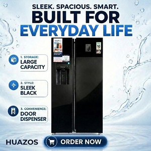 Réfrigérateur <span class=keywords><strong>LG</strong></span> HUAZOS de qualité, congélateur à double porte, réfrigérateur à deux portes, refroidissement par air, sans givre, couleur noire - Product Image 1