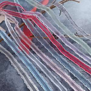 Nastro in Pizzo Colorato a Mezzaluna in Filamento di Seta Bifacciale da 1,0 cm, alla Moda, in Organza e <span class=keywords><strong>Tulle</strong></span> per Borse - Product Image 1