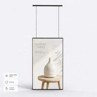 Layar Digital Signage LCD Android 4G 55 Inci 2500nits Kecerahan Tinggi untuk Dalam Ruangan, Model Gantung Jendela, CMS, untuk Toko Retail