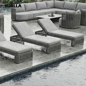 Juego de Muebles de Exterior Modernos de Lujo, Resistentes al Agua, de <span class=keywords><strong>Aluminio</strong></span>, con <span class=keywords><strong>Tumbona</strong></span> y Mesa de Comedor para Proyectos de Hoteles y Villas - Product Image 3