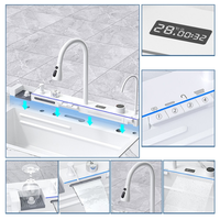 Évier de cuisine en acier inoxydable 304, cuve simple, grand format, à encastrer, multifonctionnel, moderne, intelligent, facile à nettoyer, blanc