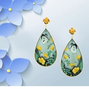 Lord Krishna Diamond 18K Gold Rhodium Plated Korean Bird Floral Teardrop <b>Handmade</b> Luxury Statement <b>Earrings</b> for Women - Product Image 3
