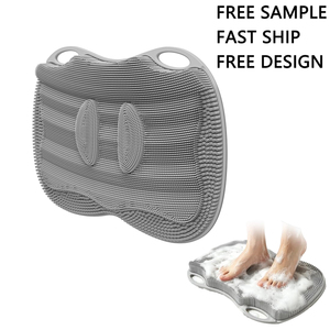Custom logo Body Cleaner Silicone <b>Foot</b> <b>Scrubber</b> Non-Slip <b>Foot</b> Massager Mat Soft Comfy Bristles Black <b>Foot</b> Exfoliating Brush - Product Image 1