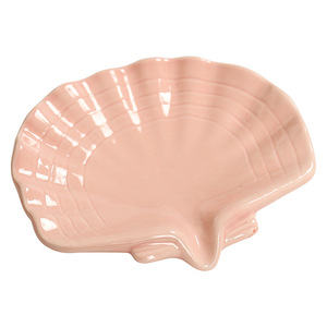 Jabonera de cerámica con forma de concha marina, blanca y rosa, con drenaje automático, estilo costero, para baño y decoración del hogar. - Product Image 5