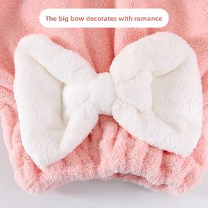 Bonnet de séchage des cheveux en polaire corail rayé, serviette de bain épaisse et mignonne avec absorption rapide, bandeau pour la tête pour la maison ou les voyages - Product Image 3