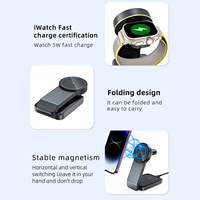 Chargeur sans fil magnétique pliable 3-en-1 15W à charge rapide avec QC3.0 pour téléphones, montres connectées et écouteurs