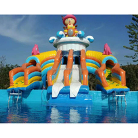 Toboggan aquatique gonflable avec piscine, parc aquatique extérieur, toboggan rebondissant
