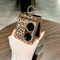 Étui de protection antichoc en PC incrusté de strass brillants, avec support anneau, style exquis et féminin