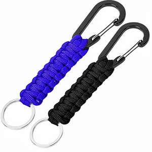 2 <strong>Pack</strong> Nylon <strong>Keychain</strong> Carabiner (Black+Blue) - Product Image 1