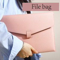Carpeta A4 de cuero PU personalizada, bolsillo para documentos de negocios, maletín impermeable azul, sobre bolsa con cierre a presión magnético