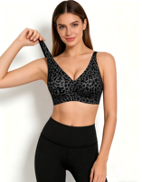 Soutien-gorge léopard sans armatures, imprimé sans couture, décolleté plongeant, fin et sexy, pour femme