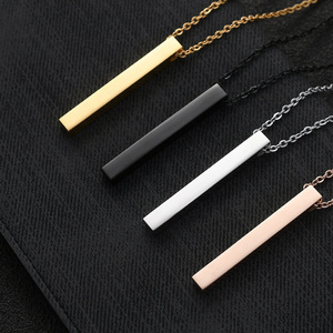 Colliers avec pendentif rectangulaire en acier inoxydable 316l plaqué or rose personnalisé avec <span class=keywords><strong>nom</strong></span>, personnalisation au laser, bijoux pour animaux de compagnie, hommes, garçons - Product Image 2