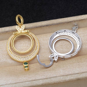 Base Hueca de Plata S925 con Diseño de Hoja Vintage para Perlas Mabe de 15.3-15.5mm, Accesorio para Pendientes de Perlas DIY JG6099 - Product Image 3