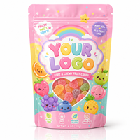 Sachet Mylar anti-odeur 3,5g imprimé sur mesure pour bonbons aux fruits, pochette ZA mignonne à fond plat pour l'emballage de bonbons gélifiés