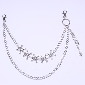 Cadena de cintura con diseño de calaveras dobles, estilo punk, de plata tibetana, para uso diario, cadena corporal de moda - Product Image 4