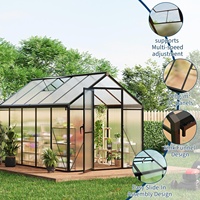 Serre de jardin 6x10 pieds, serre en polycarbonate avec aération de toit, grande serre en aluminium pour l'extérieur