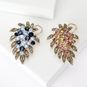 Rhinestone Flower <b>Brooches</b> Women Customized Luxury Fashionable Large Classic Vintage Elegant Alloy Gold Plated Wedding - Product Image 3