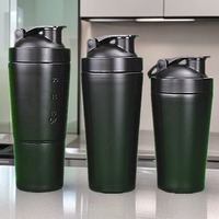 Bouteille shaker à protéines en acier inoxydable 304 avec poignée et compartiment de rangement, boule mélangeuse, anti-fuite, bouteille de voyage pour la salle de sport