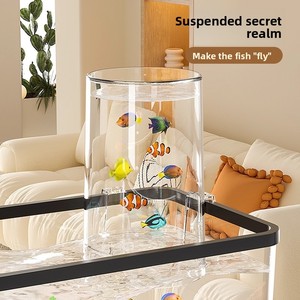 Innovador Acuario de Presión Negativa Redondo y Cuadrado, Tanque de Plástico Pequeño <span class=keywords><strong>a</strong></span> Mediano con Decoración Ecológica para Sala de Estar y Decoración del Hogar - Product Image 3