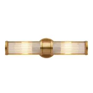 Luxo Golden Brass Glass Wall Sconce Lâmpadas Hotel Home Sala de cabeceira decorativa cilíndrica Wall Light