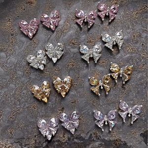 5 piezas de diamantes de imitación de circonita con forma de corazón y lazo para uñas, con parte trasera plana, adornos brillantes para uñas, OEM ODM, decoración de uñas brillante - Product Image 3