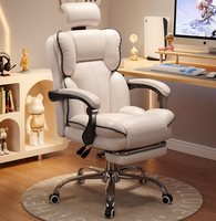 Chaise de bureau ergonomique à dossier haut réglable en hauteur, avec accoudoirs en cuir PU et repose-pieds, structure en acier
