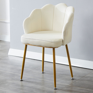 Nordic Pink Velvet Accent <strong>Chair</strong> <strong>Scalloped</strong> Back Design Gold Metal Frame Comfort Arm Dining <strong>Chair</strong> for Living Room Hotel - Product Image 2