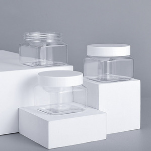 Praça Transparente para Frascos de Plástico Transparente Tampa Branca 150ml 10oz Capacidade para Vasos Cosméticos Creme Manteiga Corporal Máscaras faciais Eye Cream - Product Image 2