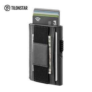 Portefeuille compact et fin en aluminium TILONSTAR TVC320 avec fenêtre transparente, protection RFID, porte-cartes en cuir, porte-cartes pop-up - Product Image 1