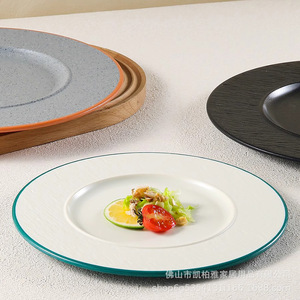 Premium steak <b>plate</b>, Western-style dinner <b>plate</b>, commercial flat <b>plate</b>, imitation porcelain <b>pasta</b> <b>plate</b>, retro <b>plate</b>, melamine - Product Image 3