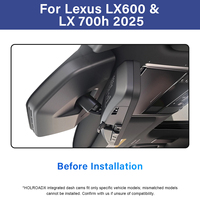 Caméra embarquée 4G Holroadx pour Lexus LX600/LX700h 2022-2025 avec vision nocturne, capteur G, enregistrement en boucle, surveillance de stationnement 24h/24, GPS, carte SIM, Plug & Play