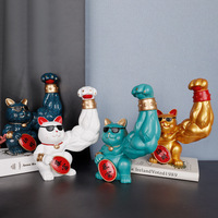 Chat porte-bonheur avec muscle, décoration de bureau pour les vacances
