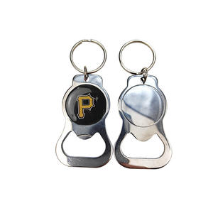 Llavero Abridor de Botellas de Acero Inoxidable de los Pittsburgh Pirates, Logotipo en Resina Epoxi, Forma Redonda, Abridor de Cerveza de Acero 420 - Product Image 1