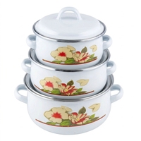 Casserole en émail de 20 cm de diamètre, design classique, écologique, avec couvercles en métal et en verre