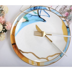 Wholesale Nordic Restaurant Ceramic Serving Dish Dinner Plate Gold Rim Porcelain Plates Sets <b>Dinnerware</b> Dishes <b>Dinnerware</b> Sets - Product Image 6