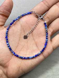 Stainless Steel Dainty Gemstone <b>Bracelet</b> with Micro Faceted Beads Minimalist Tiny Gemstone Jewelry for Unisex - Product Image 4
