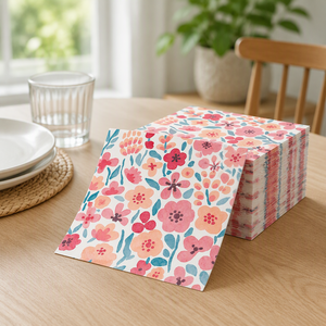 Serviettes en <span class=keywords><strong>papier</strong></span> 3 plis jetables à motif floral rose aquarelle pour mariage, thé ou anniversaire - Product Image 1