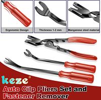 Kit de 7 outils de démontage de garnitures automobiles pour panneaux de voiture, tableau de bord, clips de porte et sellerie, avec outil de levier en plastique et pince à clips