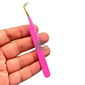 Pinzas Profesionales Delgadas de 90 Grados para Extensión de Pestañas con Logotipo Personalizado, Puntas de Fibra de Acero Inoxidable, Agarre Perfecto, 10 cm de Longitud - Product Image 3