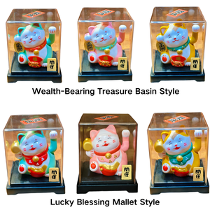 แมวกวักพลังงานแสงอาทิตย์ ขนาด 2 นิ้ว ของตกแต่งนำโชคแบบจีน สำหรับติดตั้งบนคอนโซลรถยนต์ บ้าน สำนักงาน หรือเป็นของขวัญ - Product Image 3