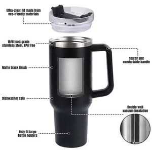 Custom 40 oz Adventure Stainless Steel Double Wall Vacuum Standard Metal Cup Travel Coffee Mug 40oz Tumbler With Handle - Product Image 4