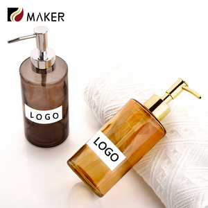 Récipient rond de distributeur de pompe de savon liquide de lavage de main en verre de luxe <span class=keywords><strong>330ml</strong></span> bouteille décorative de pompe de lotion de shampooing de remplacement de corps - Product Image 5