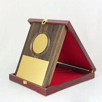 Boîte à certificat en bois brun plaqué or personnalisée 20x25cm, plaque en bois pour récompenses MH-T20