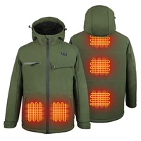 Veste d'hiver unisexe vert olive chauffante, respirante, coupe-vent, rechargeable, pour l'extérieur, avec logo OEM ODM pour temps froid