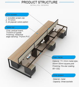 Foshan เฟอร์นิเจอร์พนักงานโต๊ะเวิร์กสเตชันใบหน้ามาตรฐาน<span class=keywords><strong>8</strong></span>คนโต๊ะทำงาน - Product Image 5