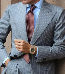 उच्च गुणवत्ता धारी कस्टम मेड 2 टुकड़े (जैकेट + पंत) नवीनतम कोट पंत शैली औपचारिक व्यापार Terno Masculino पुरूष सूट