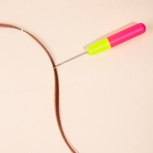 Pink And Green Color <b>Blocked</b> Knitting Hook <b>Plastic</b> Handle Metal Tip For Crafting Hair Extensions - Product Image 3