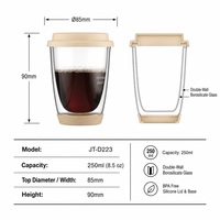 Tasses à café en verre à double paroi personnalisées, transparentes, isolées, en borosilicate, pour espresso, latte, thé