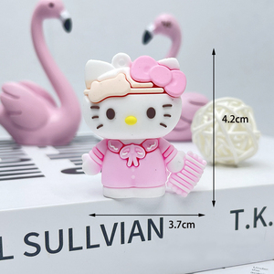 Porte-clés en silicone 3D Hello Kitty mignon, pendentif de sac en forme de chat KT de dessin animé Kawaii, cadeau pour filles - Grande Vente - Product Image 6