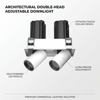 Spot LED encastré double tête 20W*2 sans cadre, orientable 360°, 40W, design moderne pour hôtel, en aluminium